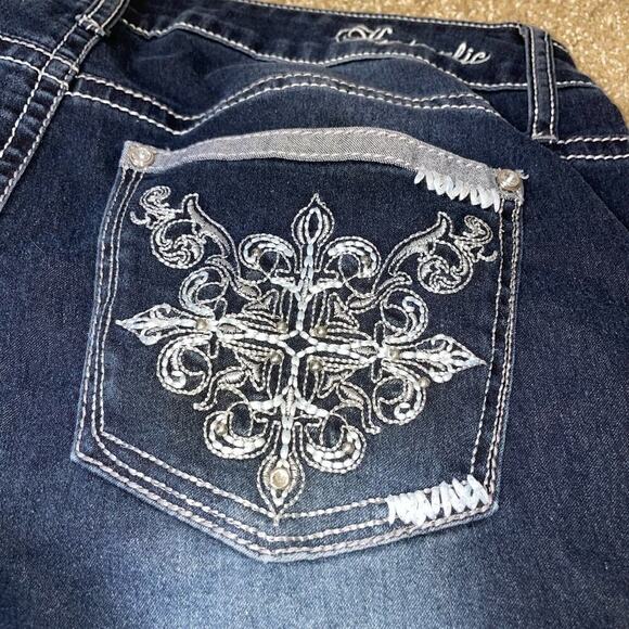 Hydrolic HYDRAULIC capri cropped denim jeans embellished pockets SZ 16 - Picture 6 of 8